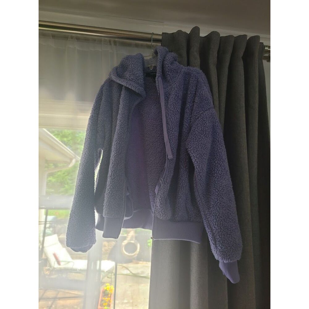 Cozy Purple Sherpa Zip-Up Hoodie Small